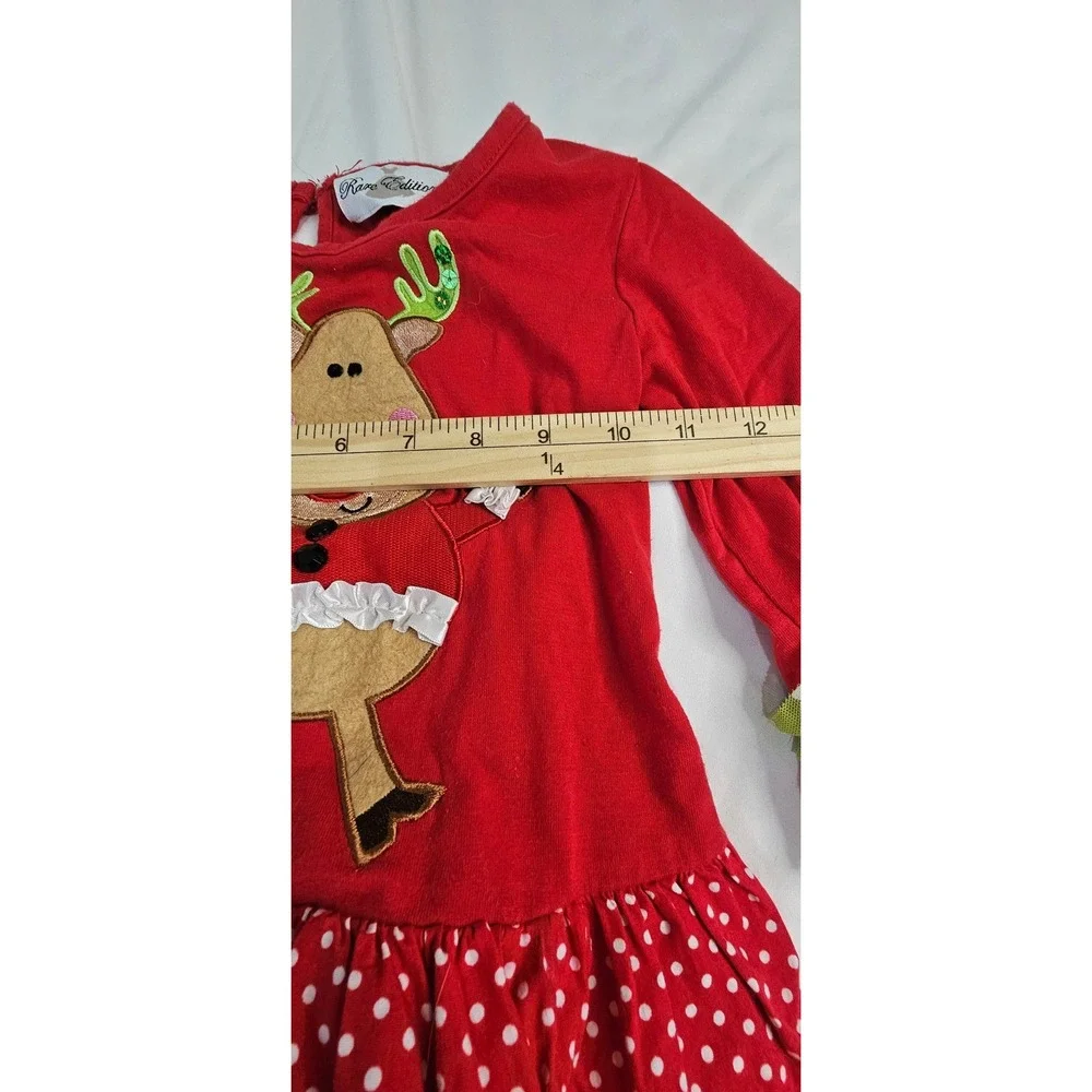 Rare Editions Girls Red Reindeer Ruffle Tunic and Leggings Christmas Set Size 4T